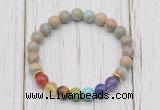 CGB6248 8mm serpentine jasper 7 chakra beaded mala stretchy bracelets