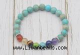 CGB6249 8mm sea sediment jasper 7 chakra beaded mala stretchy bracelets