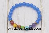 CGB6259 8mm candy jade 7 chakra beaded mala stretchy bracelets