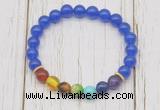 CGB6260 8mm candy jade 7 chakra beaded mala stretchy bracelets