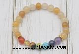 CGB6267 8mm yellow aventurine 7 chakra beaded mala stretchy bracelets