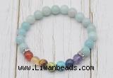 CGB6271 8mm amazonite 7 chakra beaded mala stretchy bracelets