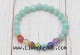 CGB6272 8mm peru amazonite 7 chakra beaded mala stretchy bracelets