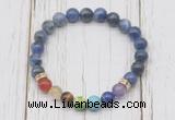 CGB6278 8mm sodalite 7 chakra beaded mala stretchy bracelets