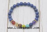 CGB6280 8mm lapis lazuli 7 chakra beaded mala stretchy bracelets