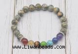 CGB6284 8mm rhyolite 7 chakra beaded mala stretchy bracelets