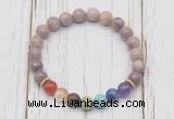 CGB6287 8mm lepidolite 7 chakra beaded mala stretchy bracelets