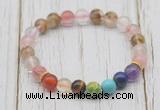 CGB6316 8mm cherry quartz 7 chakra beaded mala stretchy bracelets