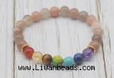 CGB6318 8mm rainbow moonstone 7 chakra beaded mala stretchy bracelets