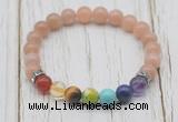 CGB6319 8mm moonstone 7 chakra beaded mala stretchy bracelets