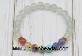 CGB6320 8mm prehnite 7 chakra beaded mala stretchy bracelets