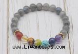 CGB6324 8mm labradorite 7 chakra beaded mala stretchy bracelets