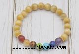 CGB6329 8mm golden tiger eye 7 chakra beaded mala stretchy bracelets