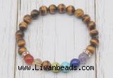 CGB6331 8mm yellow tiger eye 7 chakra beaded mala stretchy bracelets