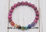 CGB6335 8mm red tiger eye 7 chakra beaded mala stretchy bracelets