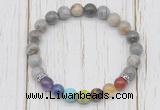 CGB6355 8mm silver needle agate 7 chakra beaded mala stretchy bracelets