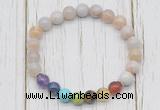 CGB6356 8mm colorful agate 7 chakra beaded mala stretchy bracelets