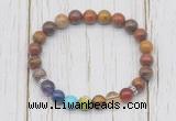 CGB6358 8mm red moss agate 7 chakra beaded mala stretchy bracelets