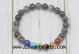 CGB6363 8mm blood jasper 7 chakra beaded mala stretchy bracelets