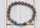 CGB6365 8mm mahogany obsidian 7 chakra beaded mala stretchy bracelets