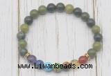 CGB6371 8mm Canadian jade 7 chakra beaded mala stretchy bracelets