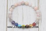 CGB6379 8mm natural pink opal 7 chakra beaded mala stretchy bracelets