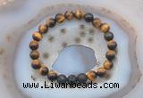 CGB6401 8mm round yellow tiger eye & black lava beaded bracelets