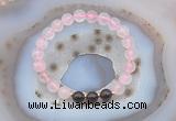 CGB6421 8mm round rose quartz & smoky quartz beaded bracelets