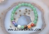 CGB6429 8mm round green aventurine 7 chakra beads bracelet wholesale