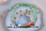 CGB6443 8mm round green aventurine 7 chakra beads adjustable bracelets