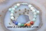 CGB6445 8mm round amazonite 7 chakra beads adjustable bracelets