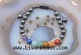 CGB6450 8mm round hematite 7 chakra beads adjustable bracelets