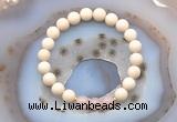 CGB6456 8mm round matte white fossil jasper & rose quartz beaded bracelets