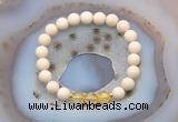 CGB6459 8mm round matte white fossil jasper & citrine beaded bracelets