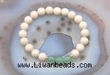 CGB6462 8mm round matte white fossil jasper & green aventurine beaded bracelets