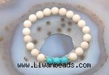 CGB6463 8mm round matte white fossil jasper & turquoise beaded bracelets