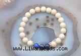 CGB6465 8mm round matte white fossil jasper & lapis lazuli beaded bracelets