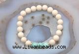 CGB6466 8mm round matte white fossil jasper & amazonite beaded bracelets