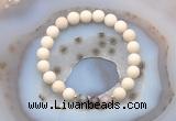 CGB6470 8mm round matte white fossil jasper & Botswana agate beaded bracelets