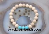 CGB6491 8mm round matte white fossil jasper & blue howlite beaded bracelets