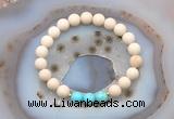 CGB6492 8mm round matte white fossil jasper & blue howlite beaded bracelets