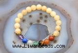 CGB6498 8mm round honey jade 7 chakra beads bracelet wholesale