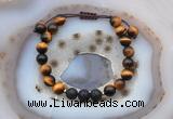 CGB6581 8mm round yellow tiger eye & black lava adjustable bracelets