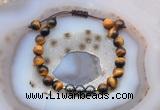 CGB6582 8mm round yellow tiger eye & hematite adjustable bracelets