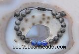 CGB6592 8mm round matte black labradorite & lapis lazuli adjustable bracelets