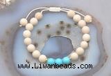 CGB6602 8mm round white fossil jasper & blue howlite adjustable bracelets