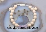 CGB6610 8mm round white fossil jasper & lavender amethyst adjustable bracelets