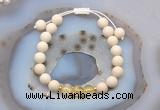 CGB6612 8mm round matte white fossil jasper & citrine adjustable bracelets