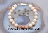 CGB6615 8mm round white fossil jasper & moonstone adjustable bracelets