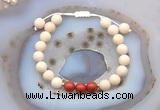 CGB6627 8mm round white fossil jasper & green sea sediment jasper adjustable bracelets